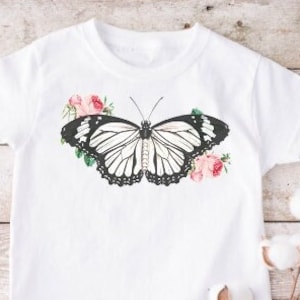 Butterfly Roses Rabbit Skins 3322 Fall Kids Shirt Cute Boys Girls Shirt Toddler Youth Tshirt Retro Shirt Trendy Kids Graphic Tee