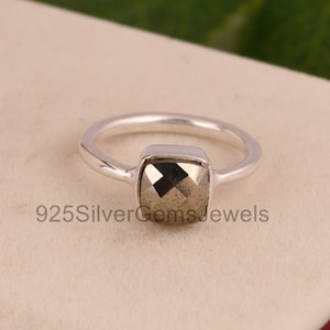 Natural Golden Pyrite Gemstone 925 Sterling Silver Ring, Dainty Ring, Unisex Ring, Dedicated Ring, Pyrite Dainty Ring, Gift Ring, Jewelry