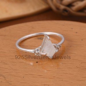 Moonstone Kite Shape Ring, Sterling Silver Ring, Wedding Ring, Kite Proposal Ring, Gemstone Ring, Gift For Her, Stackable Ring, Gift for Her