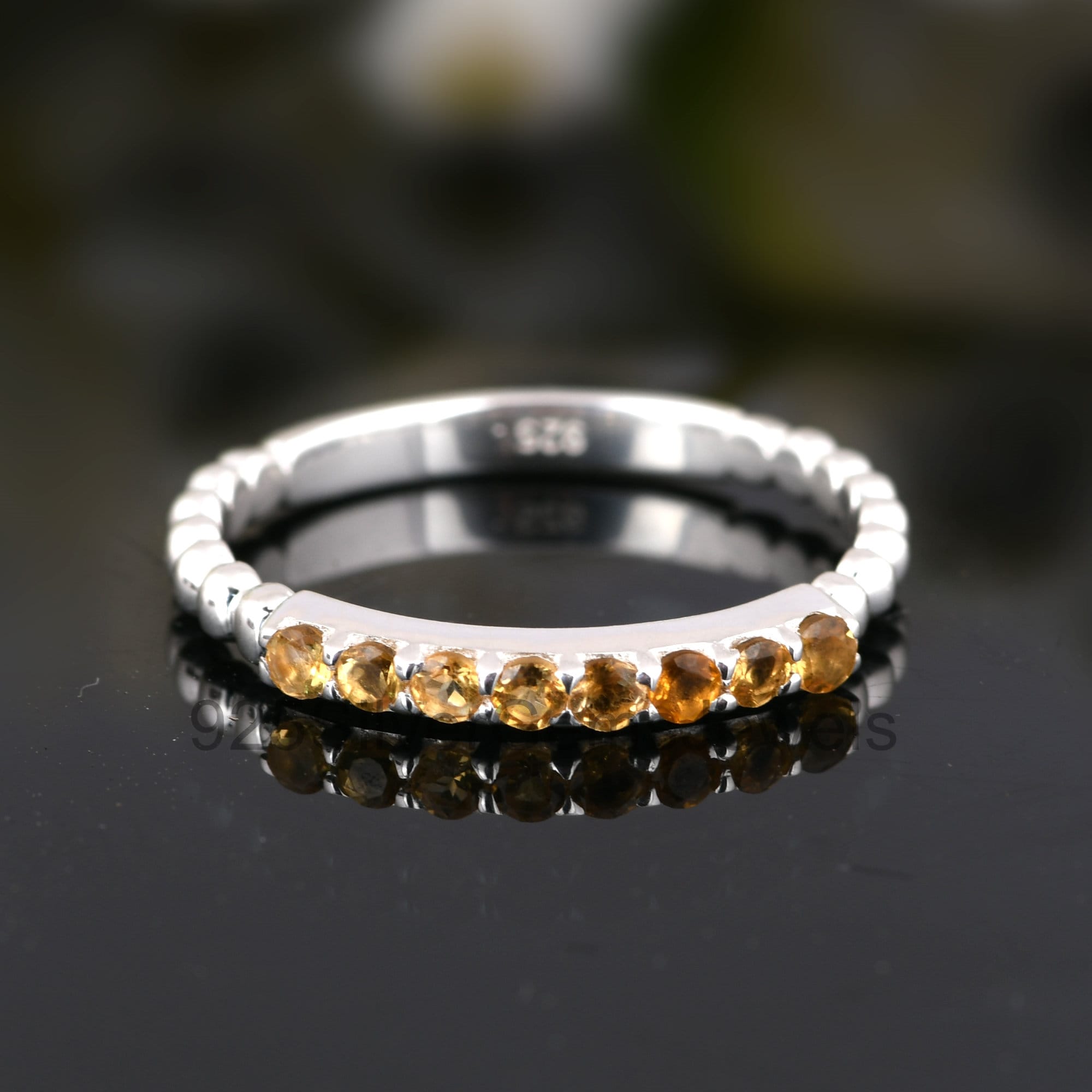 Citrine Eternity Ring, Natural Citrine Ring, Dainty Stacking Band Ring ...