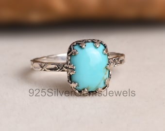 Turquoise ring, One of a kind Kingman Turquoise Wedding Ring, Dainty Turquoise Ring, Antique Western Turquoise Jewelry, Gifts for Mom & Sis.