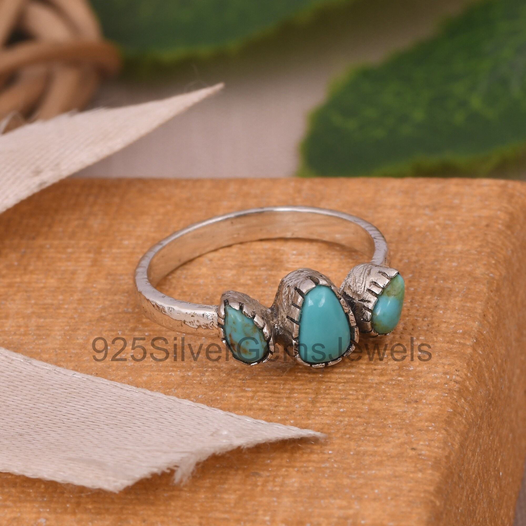 925 Silver Turquoise Ring, Natural Kingman Turquoise Gemstone Ring ...