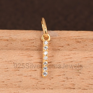 Delicado colgante inicial, collar y colgante con letras del alfabeto en oro macizo de 14 quilates, pequeño dije de diamante para regalo.