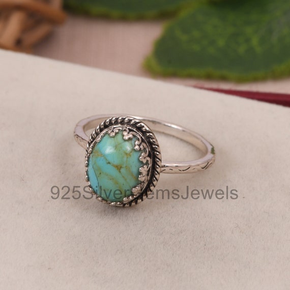 キングマン ターコイズ リング：オーバルジェムストーン、925
