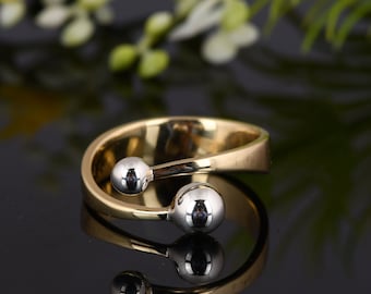 Handgemachte und gehämmert Messing Gold Twist Design Bandring, 925 Sterling Silber zweifarbiger Ring, schöner Ring, Jahrestag Geschenk für Frau, Mutter