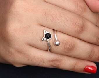 925スターリングシルバーブラックオニキスリング、本物のブラック