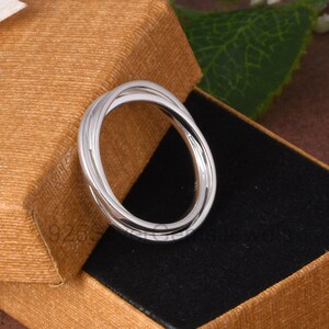 Russian Ring, Interlocking Russian Wedding Ring, Rolling Ring, Wrap Ring, Fidget Ring, 925 Fine Silver Three Band Ring for Gift for Her.