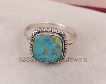 Genuine Turquoise Silver Ring, Kingman Turquoise Wedding Ring, Turquoise Jewelry, Women's Ring, Gift For Her, December Birthstone, Jewelry