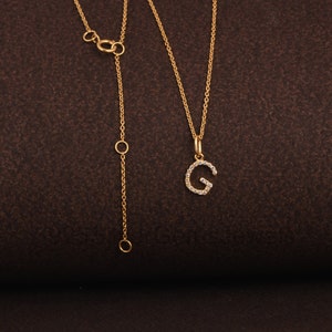 Colgante de oro macizo de 14 quilates, colgante con inicial de letra G para aniversario, regalo de Navidad para todos.