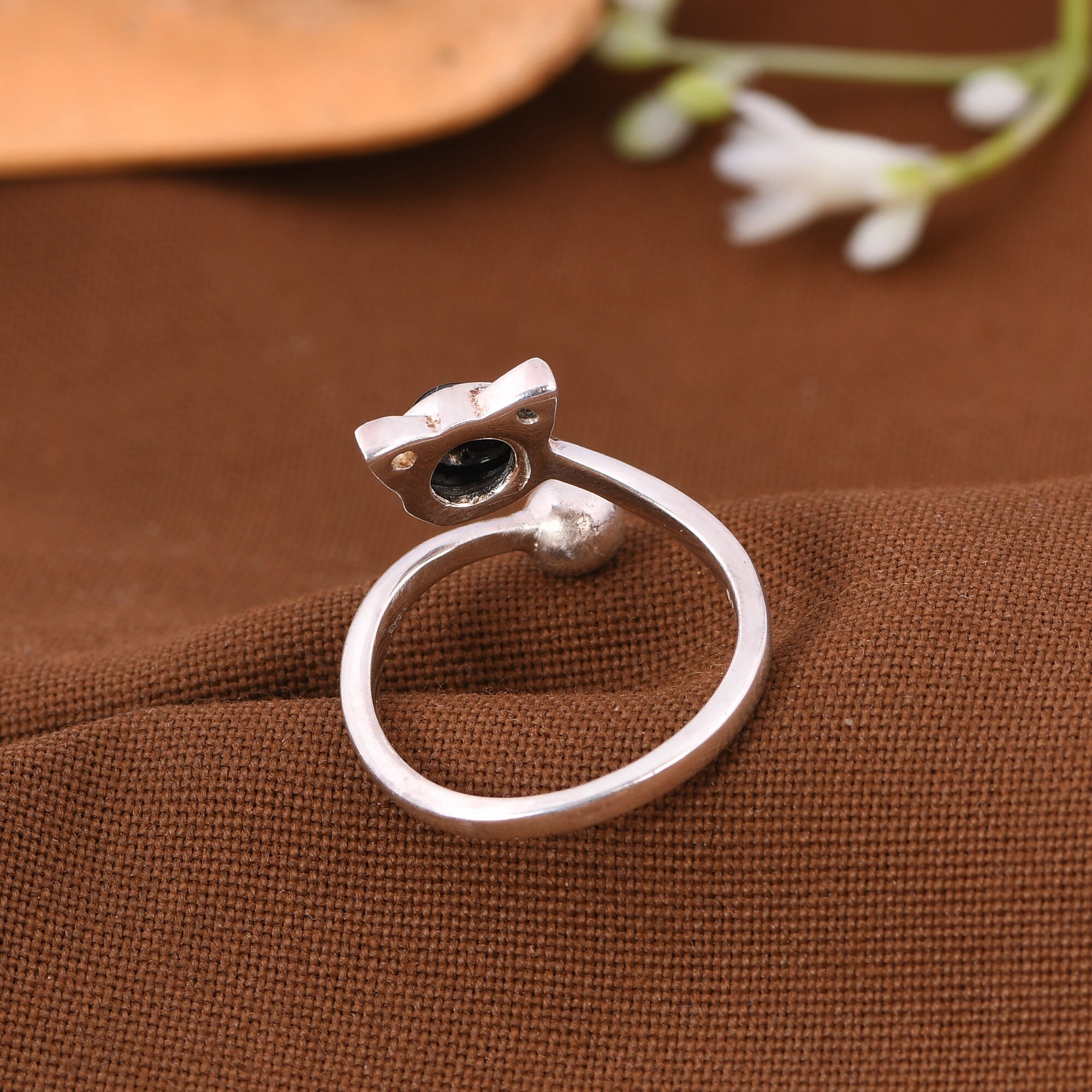 925スターリングシルバーブラックオニキスリング、本物のブラック