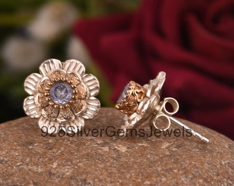 Besondere Rosa Blumen Ohrstecker Mit Emaille 925 Silber