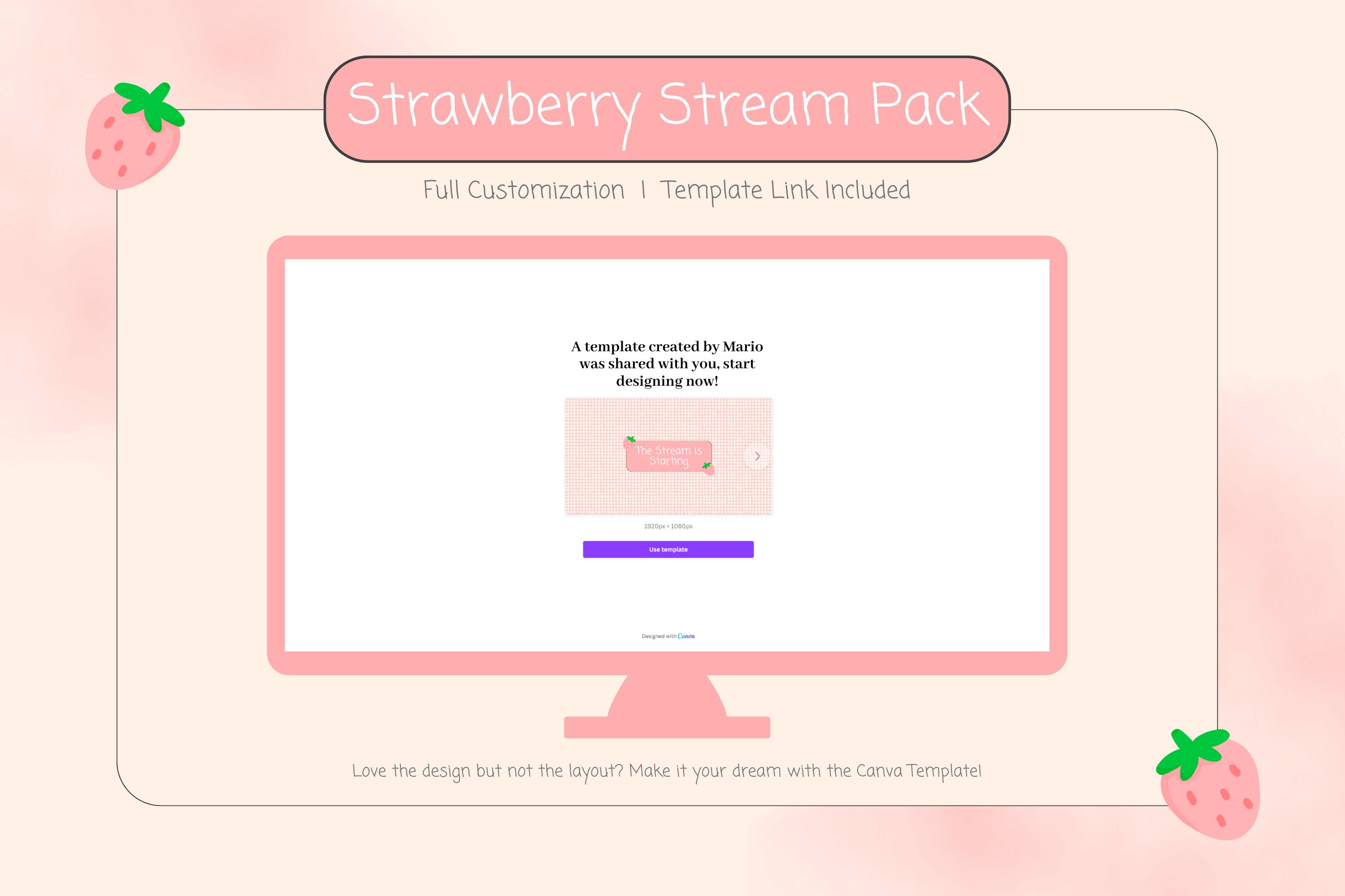 Animated Strawberry Gingham Twitch Aesthetic Bundle | Overlay | Panels ...