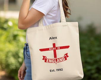 Borsa in cotone con bandiera del Regno Unito, regalo in tela ecologica, simboli del Regno Unito, Union Jack - Italia