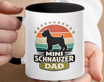 Retro Mini Schnauzer Dad Mug, Vintage Dog Lover Coffee Cup