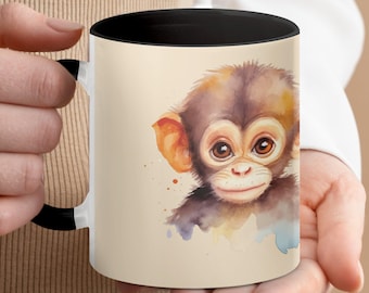 Adorable Monkey Face Coffee Mug, Cute Monkey Mug for Animal Lovers, Fun Ceramic Mug, Perfect Gift for Kids, Unique Coffee Mug