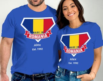 Personalized Romania Flag T-Shirt - Custom Name & Est. Year