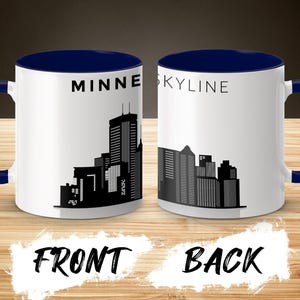 Minneapolis Skyline Mug, Coffee Mug, Unique Gift, Cityscape, Ceramic Mug, Black And White, Desk Accessory, Souvenir, Office Decor, Travel