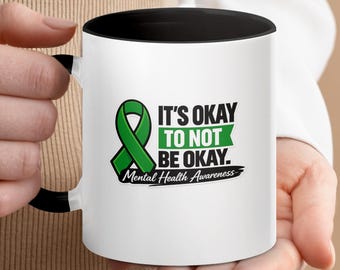 Bewustzijnsmok geestelijke gezondheid, het is oké om niet oké te zijn koffiekopje, zelfzorgcadeau