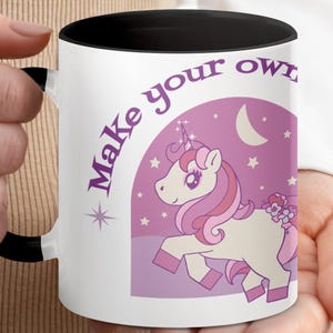 Cute Unicorn Mug, Make Your Own Spark, Magical Pink Unicorn Design Gift, Inspirational Coffee Mug for Kids, Adorable Pony Mug