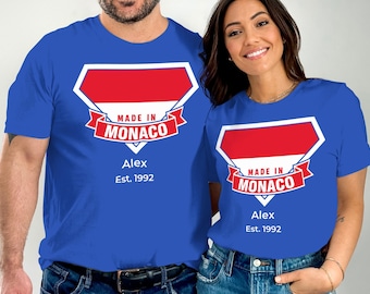 Personalized Monaco Pride T-Shirt, Custom Name & Year
