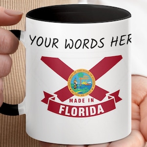 Florida State Pride Mug, Made In Florida Mug, Customizable Coffee Mug, Florida Souvenir Cup, Sunshine State Gift Item