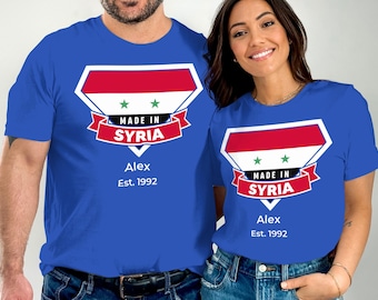 Syrien personalisiertes Shirt - Individueller Name - Est. Jahr - Syrien Pride Tee - Familien Geschenk - Individuell Anpassbares T-Shirt