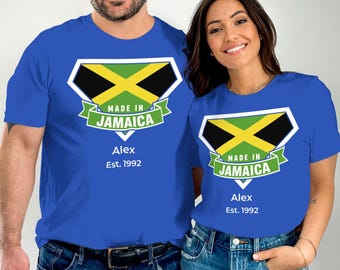 Camiseta personalizada de Jamaica - Nombre personalizado - Año de estreno - Camiseta Orgullo Jamaicano - Regalo familiar - Camiseta personalizable