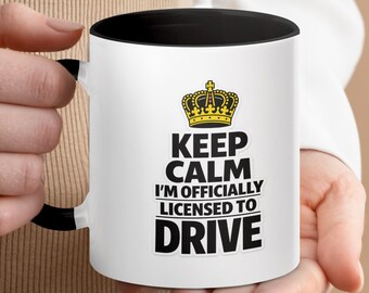 Keep Calm Licensed to Drive Mug | New Driver Gift, Driving Test Pass Coffee Cup