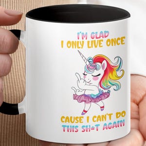 Funny Unicorn Coffee Mug: Rainbow Ceramic Mug, Quirky Gift