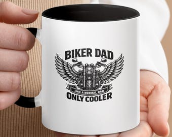 Biker Dad Mug | Motorcycle Coffee Cup, Father's Day Gift for Rider Husband Grandpa