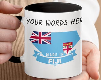 Custom Made in Fiji Mug, Personalized Coffee Cup, Fijian Flag Gift, Patriotic Tea Mug, Travel Souvenir, Fiji Pride Gift