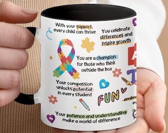 Best Autism Teacher Mug, Thank You Gift for Special Education Teacher, Inspirational Teacher Appreciation Coffee Cup, Fun Mug