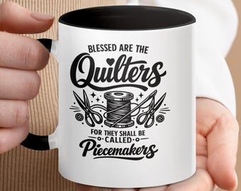 Tazza Blessed Quilters Piecemakers, tazza da caffè per appassionati di cucito e artigianato, tazza da tè per hobbisti.