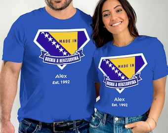 Bosnia Personalized Shirt - Custom Name Est Year - Bosnia Pride Tee - Family Gift - Customizable T-Shirt