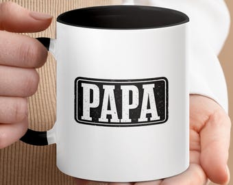 Distressed Papa Mug, Father's Day Coffee Cup, Grandpa Present, Rustic Ceramic Mug