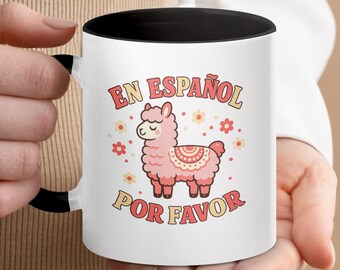 En Español Por Favor Llama Mug, Spanish Teacher Language Lover Coffee Cup