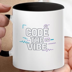 Kubek „Code The Vibe”, kubek do kawy dla programisty, prezent dla programisty, kubek dla studenta informatyki