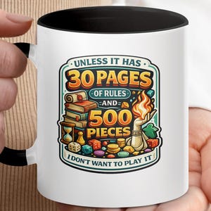 Tazza per amanti dei giochi da tavolo / Tazza da caffè per giocatori di TTRPG con regole complesse / Regalo per appassionati di giochi di ruolo