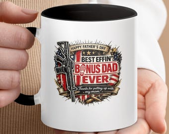 Bonusmok papa-geweer, patriottische vaderdagkoffiekop, grappig stiefvadercadeau