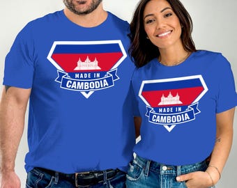 Made in Cambodia T Shirt, Cambodian Flag Tee Shirt, Cambodia Souvenir, Travel Gift Idea, Tshirt for Men, Tshirt for Women, Cambodia Pride T