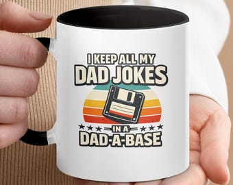 Mok Dad Jokes, retro Dad-A-Base diskettekoffiemok, Vaderdagcadeau