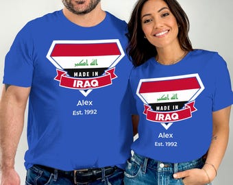 Personalized Iraq Pride T-Shirt, Custom Name & Year