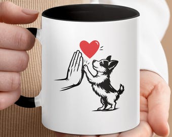 Dog High Five Mug, Heartwarming Pet Parent Coffee Cup, Animal Love Tea Mug