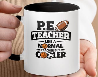 P.E. Mok voor leraar, grappig cadeau lichamelijke opvoeding, koffiekopje sportthema