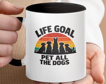 Life Goal Pet All Dogs-mok | Retro koffiekop hondenliefhebber, cadeau hond moeder