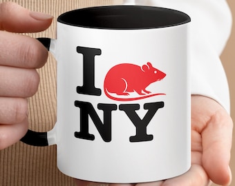 Tazza "I Rat NY", divertente tazza da caffè per amanti dei topi di New York, souvenir di umorismo urbano.