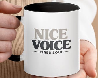 Mug Nice Voice Fatigué – Tasse à café sarcastique pour introvertis