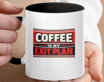 Le café est ma tasse de plan de sortie, tasse rétro drôle d'amant de caféine