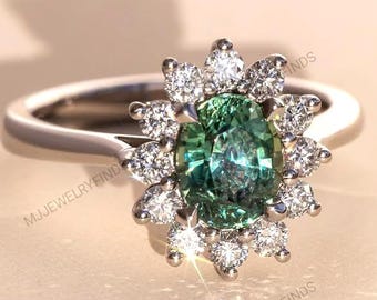 天然モアッサナイトリング - クリスマスギフト - 925 スターリングシルバー - 女性、女の子、彼女向け - 結婚祝い - 記念日の贈り物 - プロミスリング