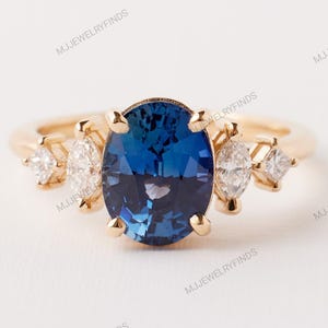 Tanzanite Ring for Women, Sterling Silver Multi-Stone Engagement Ring
